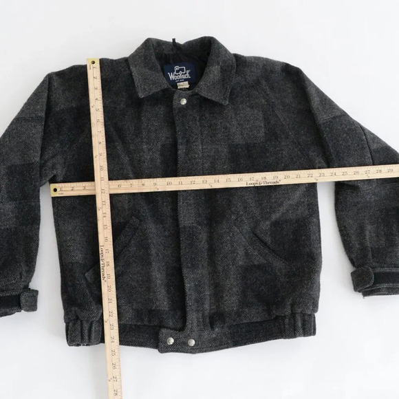 Vintage Woolrich Gray And Black Zip Up 85% Wool Bomber  Jacket Size Medium - Picture 4 of 12